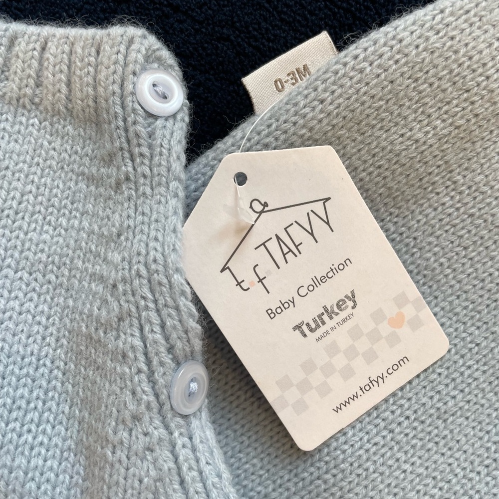 NEW! Baby Blue Knit Overalls with Cream Shirt Set - Picture 3 of 3